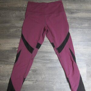 Zella Women's Burgundy Red & Black Mesh Leggings